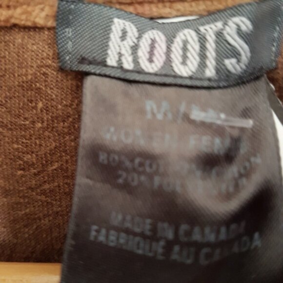 Roots Vintage Velour Front Zip Funnel Neck Sweater Jacket Brown Sz M - Picture 11 of 13